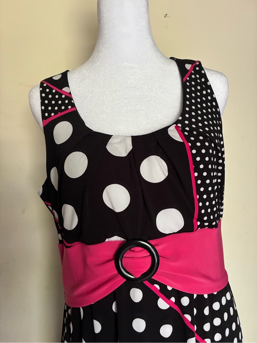 Perceptions New York 2-Piece Polka Dot Dress & Pink Shrug Jacket Set Sz 10 - Picture 4 of 8